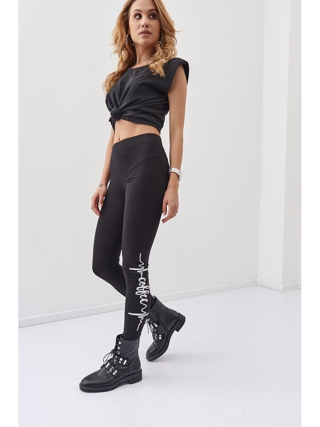 Modische Sportleggings mit Aufschrift, schwarz 2882 - Online-Shop - Boutique